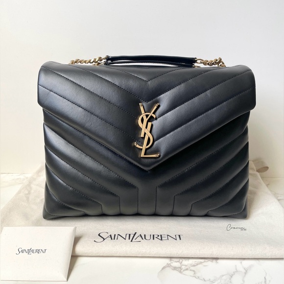 ❌SOLD❌ New Saint Laurent YSL Loulou Medium Leather Handbag Black Gold Hardware - Picture 3 of 16